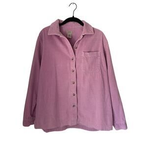 LL Bean Pink Corduroy Button Down Shirt Shacket Medium